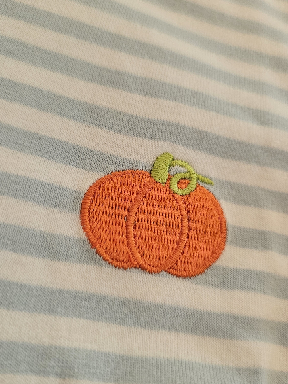 NWT Cecil & Lou Blue Stripe Knit Embroidered Pumpkin Long Sleeve Polo 24M - Picture 2 of 6